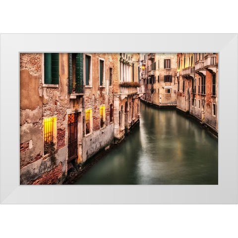 Venice Twilight White Modern Wood Framed Art Print by Amos, Andy