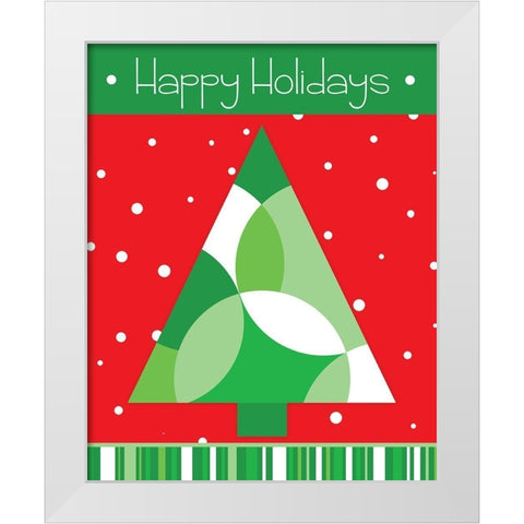 Happy Holidays White Modern Wood Framed Art Print by Quach, Anna