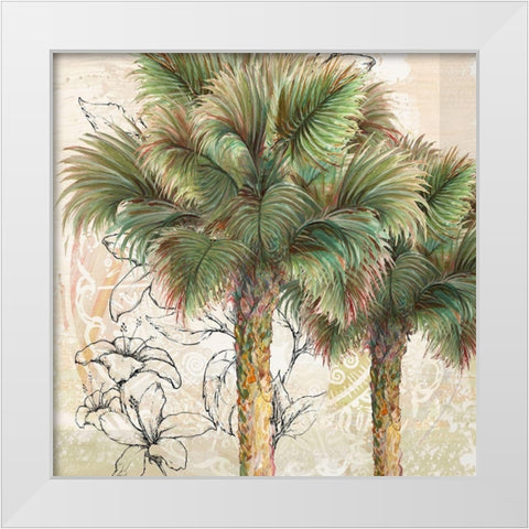 Palms Away I White Modern Wood Framed Art Print by Diannart