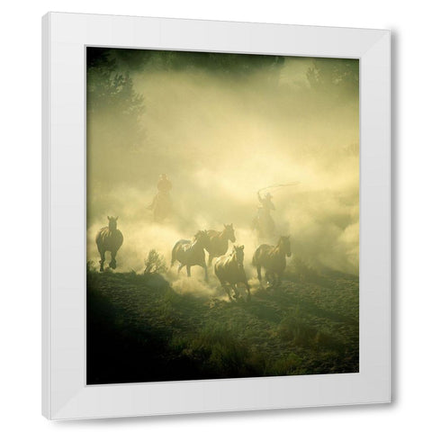 Stampede White Modern Wood Framed Art Print by Jimmyz
