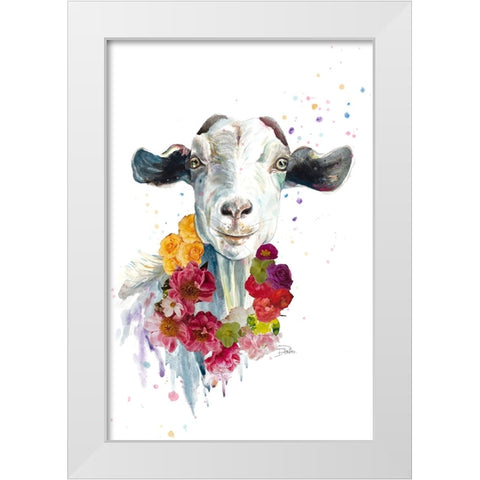 Cute Goat White Modern Wood Framed Art Print by Pinto, Patricia