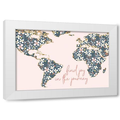 Find Joy In The Journey Map on Pink White Modern Wood Framed Art Print by Gardner, Sarah