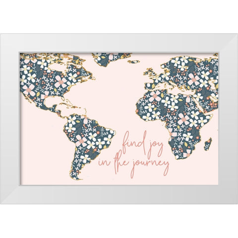 Find Joy In The Journey Map on Pink White Modern Wood Framed Art Print by Gardner, Sarah
