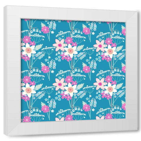 Hedgrow Blooms Pattern White Modern Wood Framed Art Print by Gardner, Sarah