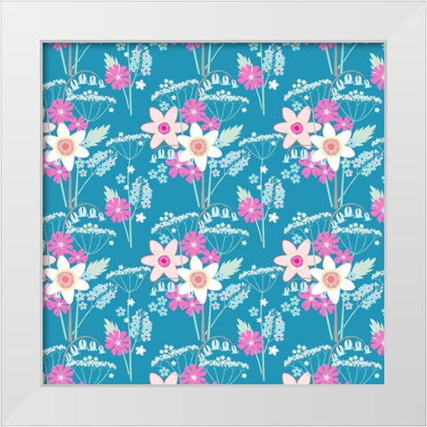 Hedgrow Blooms Pattern White Modern Wood Framed Art Print by Gardner, Sarah