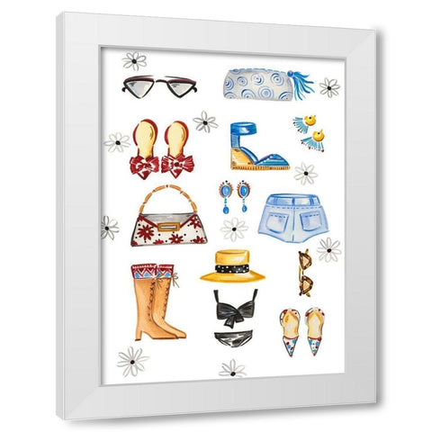 Fashion Accessories White Modern Wood Framed Art Print by Del Sol, Ani