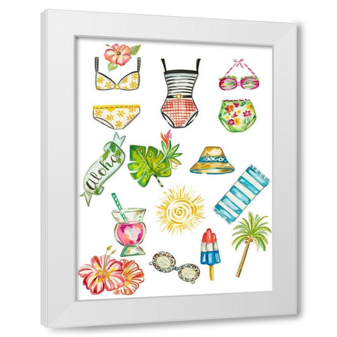 Beach Accessories White Modern Wood Framed Art Print by Del Sol, Ani