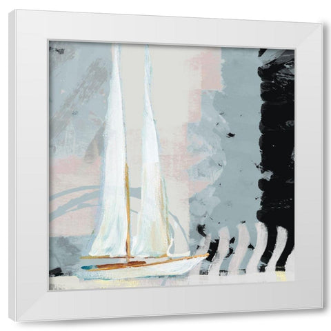Boat Sailing II White Modern Wood Framed Art Print by Meneely, Dan