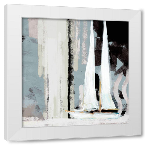 Boat Sailing I White Modern Wood Framed Art Print by Meneely, Dan