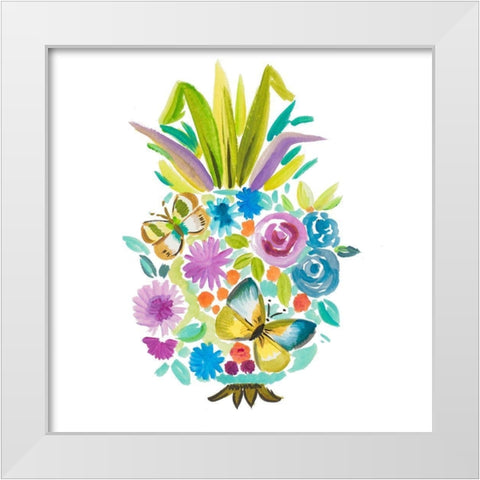 Vibrant Pineapple White Modern Wood Framed Art Print by Del Sol, Ani