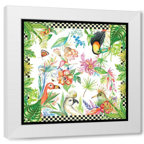 Tropical Birds White Modern Wood Framed Art Print by Del Sol, Ani