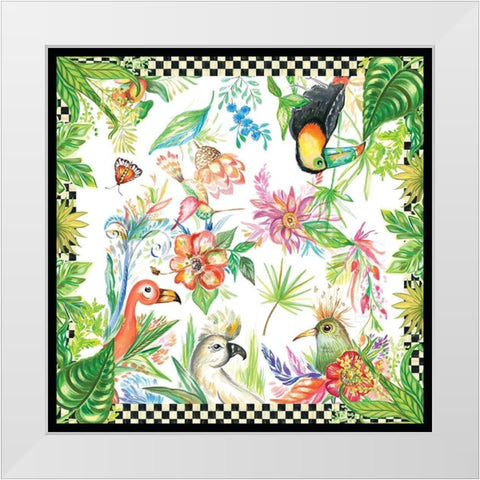 Tropical Birds White Modern Wood Framed Art Print by Del Sol, Ani