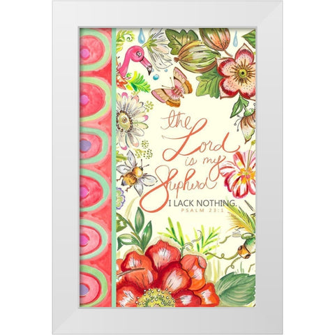 Lord is my Shepherd White Modern Wood Framed Art Print by Del Sol, Ani