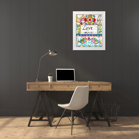 Love More White Modern Wood Framed Art Print by Del Sol, Ani