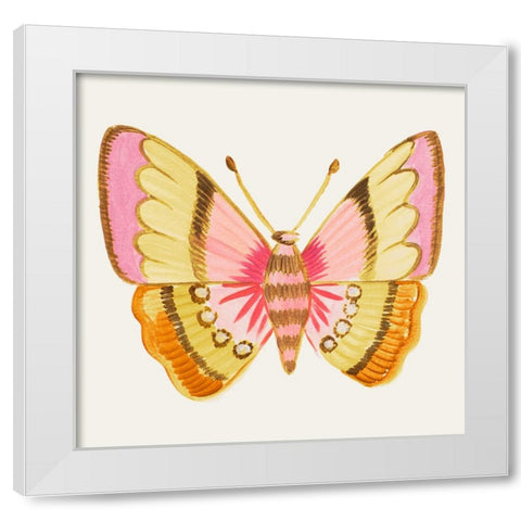 Bright Butterfly White Modern Wood Framed Art Print by Del Sol, Ani