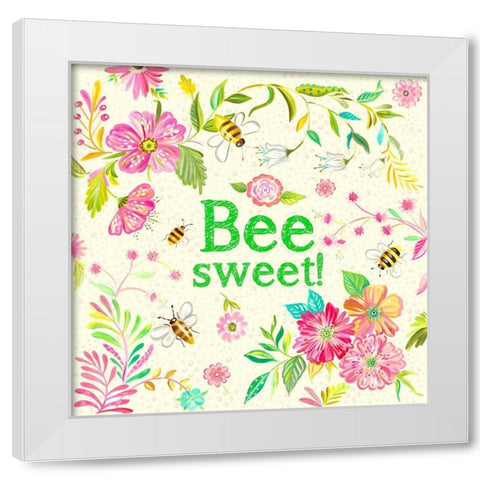 Bee Sweet White Modern Wood Framed Art Print by Del Sol, Ani