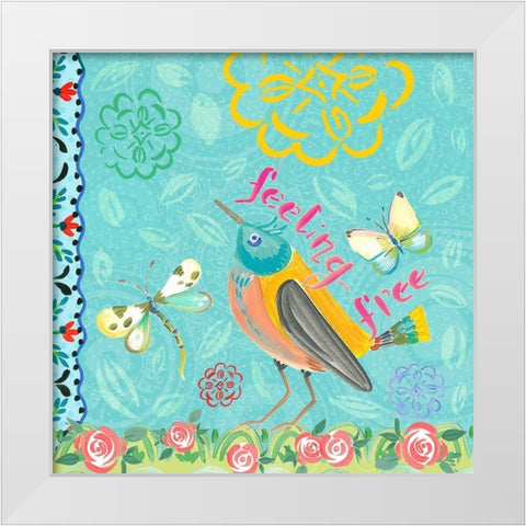 Nature Garden with Bird White Modern Wood Framed Art Print by Del Sol, Ani
