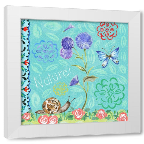 Nature Garden with Buttefly White Modern Wood Framed Art Print by Del Sol, Ani