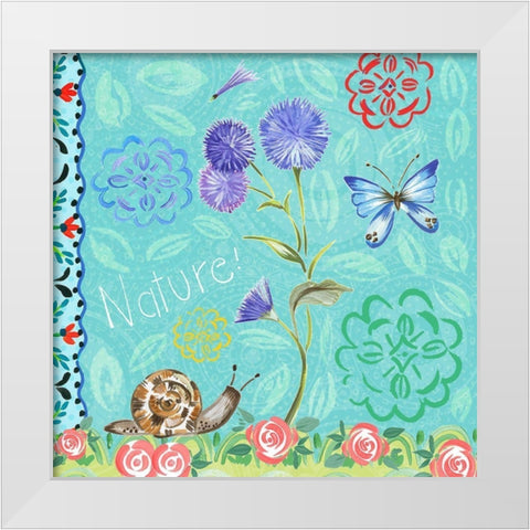 Nature Garden with Buttefly White Modern Wood Framed Art Print by Del Sol, Ani