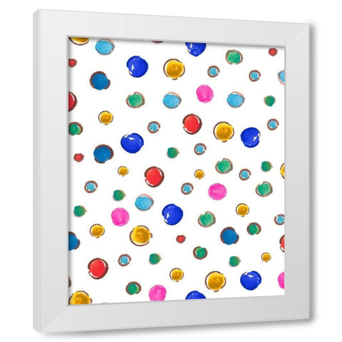Polka Dots White Modern Wood Framed Art Print by Del Sol, Ani