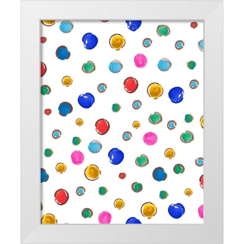 Polka Dots White Modern Wood Framed Art Print by Del Sol, Ani