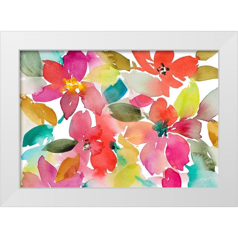 Contemporary Red Blooms White Modern Wood Framed Art Print by Loreth, Lanie