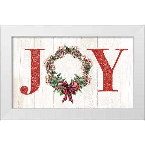 Joyeux Noel Wreath White Modern Wood Framed Art Print by Diannart