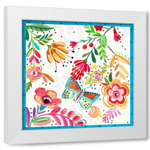 Boho Butterfly Garden White Modern Wood Framed Art Print by Del Sol, Ani