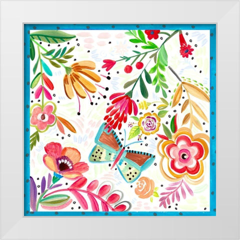 Boho Butterfly Garden White Modern Wood Framed Art Print by Del Sol, Ani