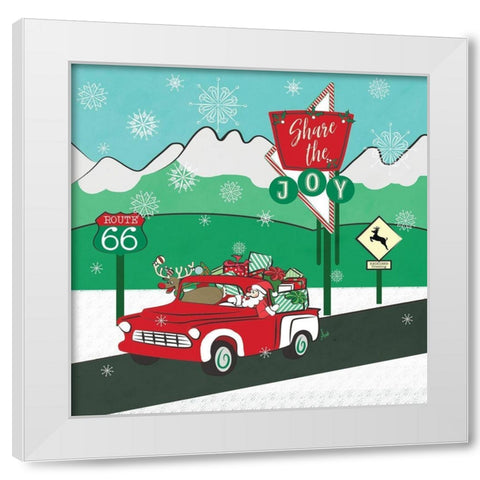 Retro Santa Driving I White Modern Wood Framed Art Print by Metz, Andi