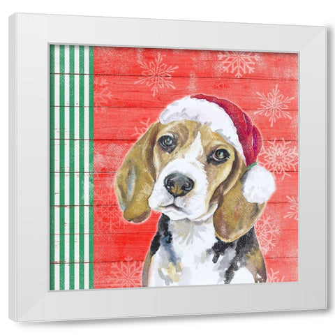 Holiday Puppy I White Modern Wood Framed Art Print by Pinto, Patricia