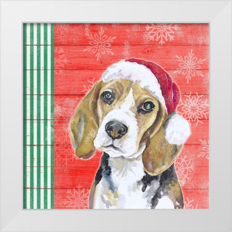 Holiday Puppy I White Modern Wood Framed Art Print by Pinto, Patricia