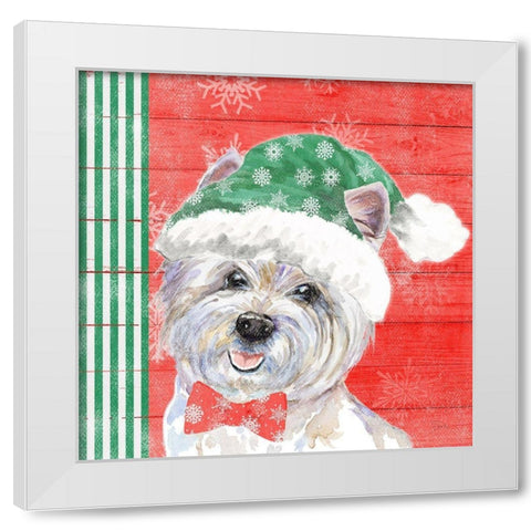 Holiday Puppy IV White Modern Wood Framed Art Print by Pinto, Patricia