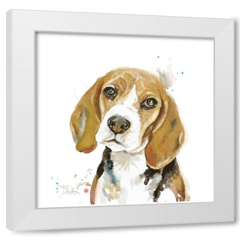 Watercolor Beagle White Modern Wood Framed Art Print by Pinto, Patricia