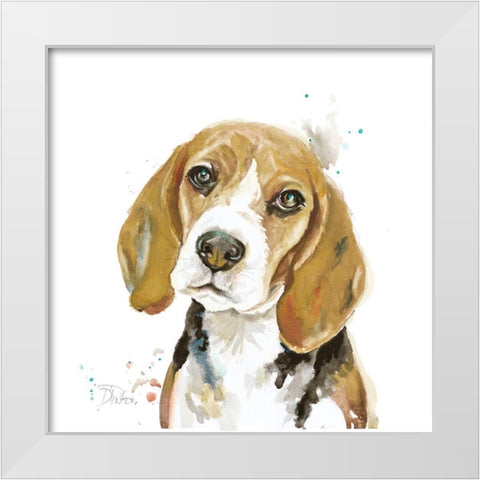 Watercolor Beagle White Modern Wood Framed Art Print by Pinto, Patricia