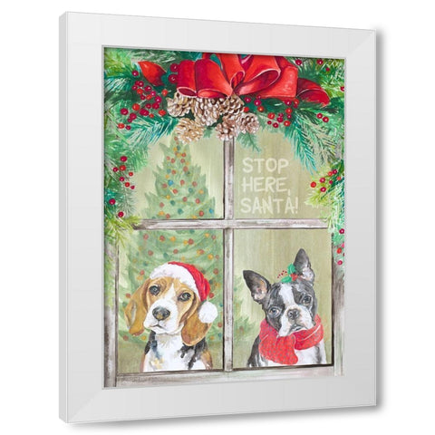 Stop Here Santa White Modern Wood Framed Art Print by Pinto, Patricia