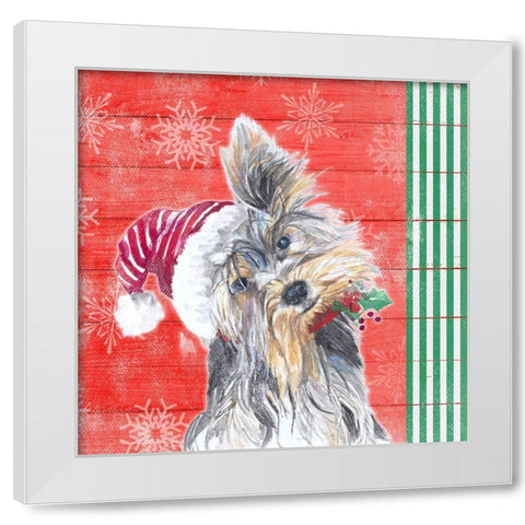 Holiday Puppy III White Modern Wood Framed Art Print by Pinto, Patricia