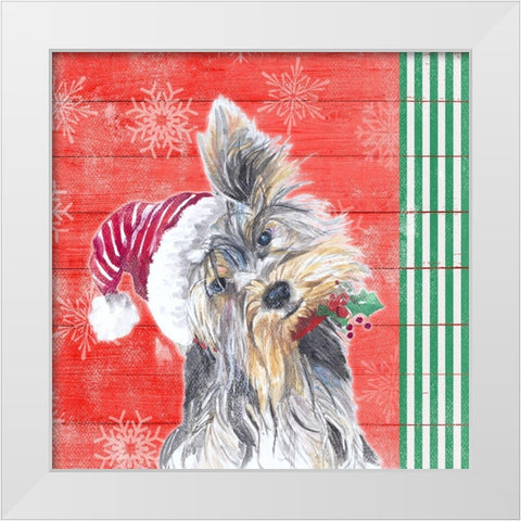 Holiday Puppy III White Modern Wood Framed Art Print by Pinto, Patricia