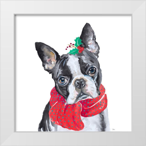 Holiday Dog II White Modern Wood Framed Art Print by Pinto, Patricia