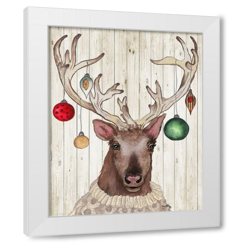 Christmas Reindeer II White Modern Wood Framed Art Print by Medley, Elizabeth