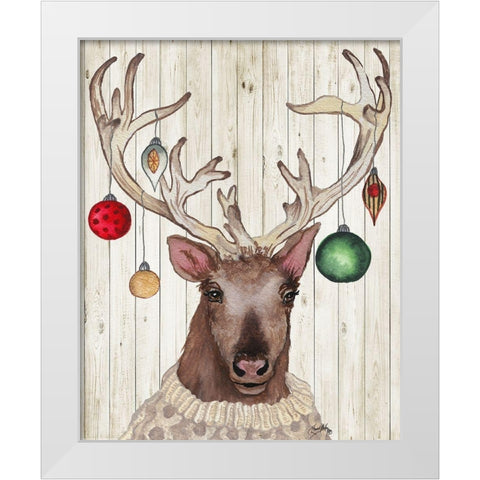 Christmas Reindeer II White Modern Wood Framed Art Print by Medley, Elizabeth