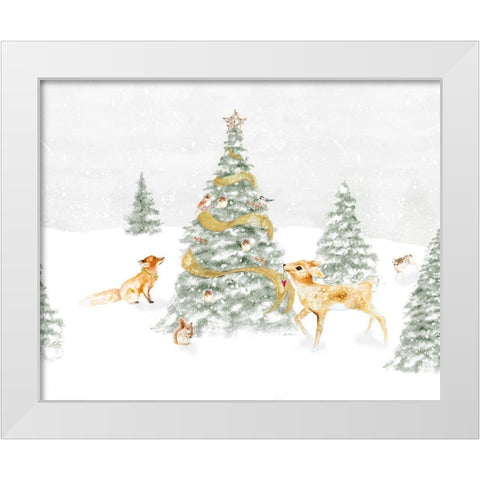 Woodland Christmas I White Modern Wood Framed Art Print by Gaynor, Janice