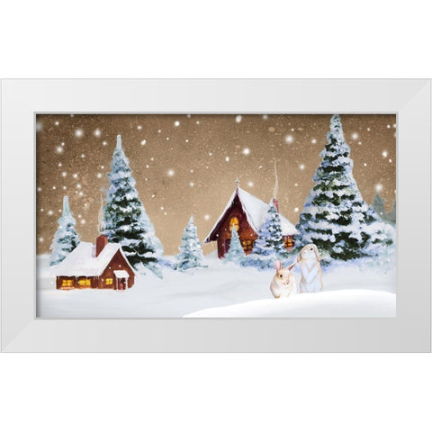 Christmas Village White Modern Wood Framed Art Print by Gaynor, Janice