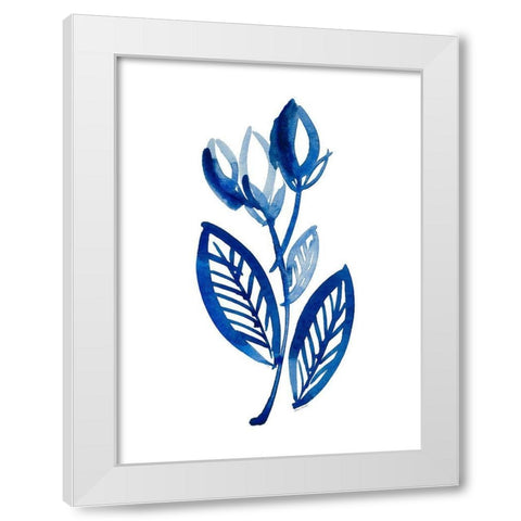 Blue Floral I White Modern Wood Framed Art Print by Loreth, Lanie