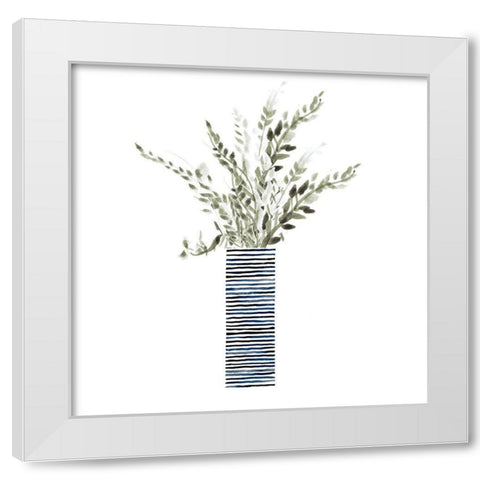 Tall Blue Textured Vase White Modern Wood Framed Art Print by Loreth, Lanie