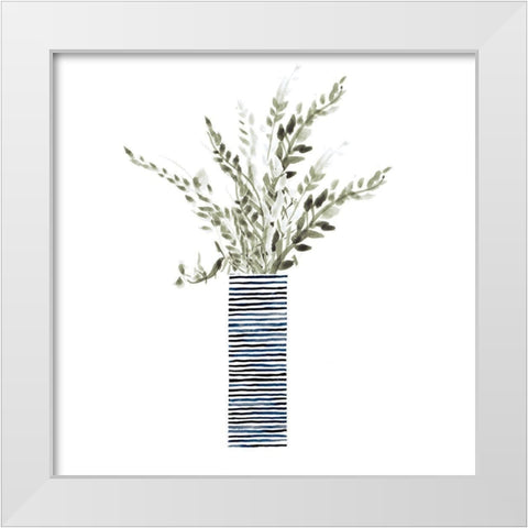 Tall Blue Textured Vase White Modern Wood Framed Art Print by Loreth, Lanie