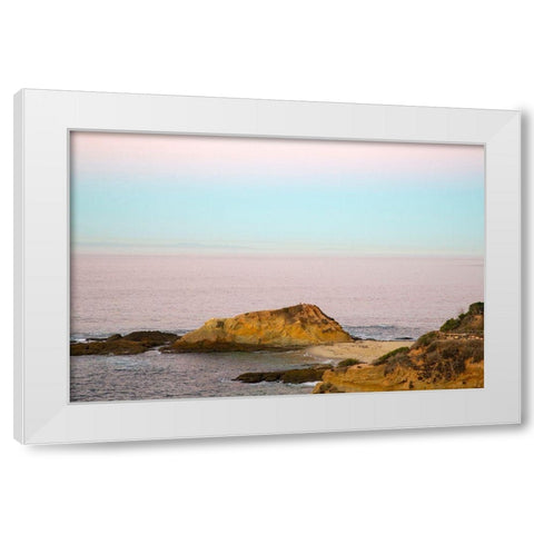 Rocky Shoreline At Dusk White Modern Wood Framed Art Print by Mansfield, Kathy