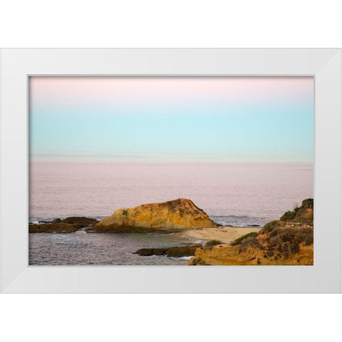 Rocky Shoreline At Dusk White Modern Wood Framed Art Print by Mansfield, Kathy