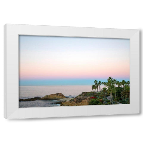 Palm Walkway At Dusk White Modern Wood Framed Art Print by Mansfield, Kathy