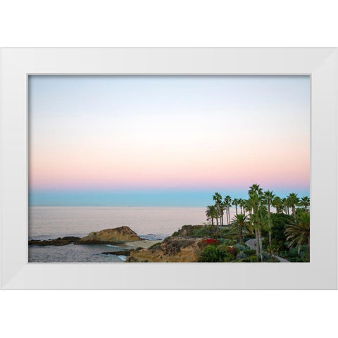 Palm Walkway At Dusk White Modern Wood Framed Art Print by Mansfield, Kathy